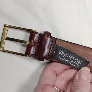 Brighton men's solid brass glazed cowhide belt size 32